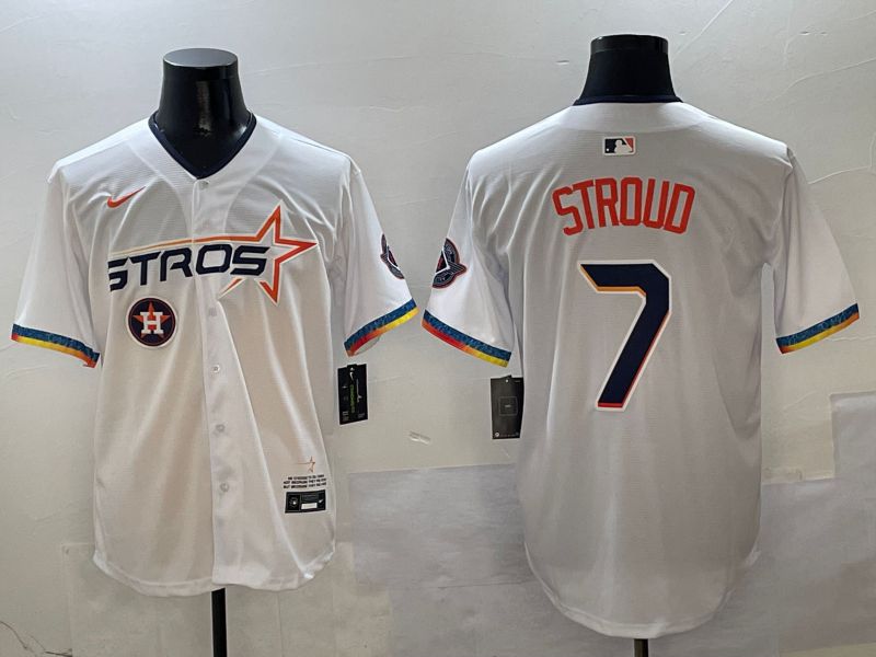 Men Houston Astros #7 Stroud White Fourth generation Joint Name Nike 2025 MLB Jersey style 11